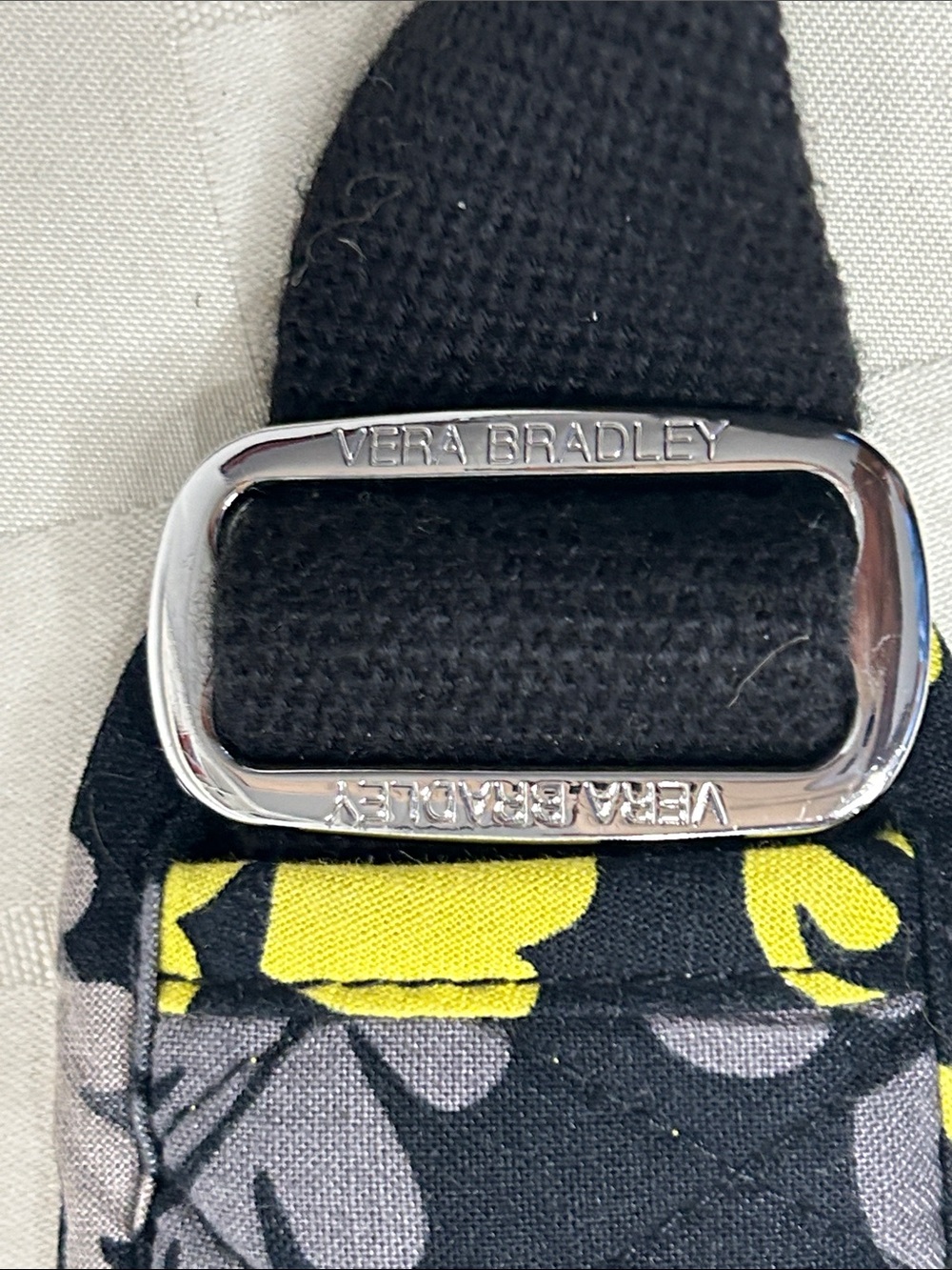 Vera Bradley Black Replacement Strap with Yellow Floral Padded Accent